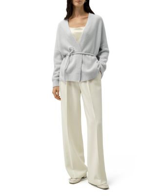  Boucle Knit Silk Cashmere Wrap Cardigan