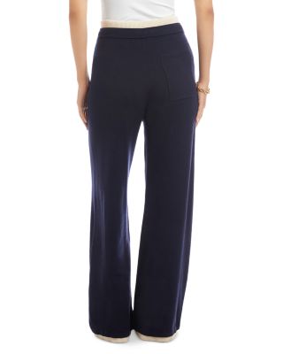 Contrast Drawstring Wide Leg Sweater Pants 