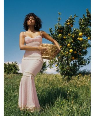  Pallas Bodycon Crochet Lace Trim Mermaid Maxi Dress