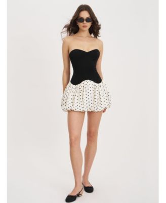 Dahliana Polka Dot Bubble Hem Corset Mini Dress