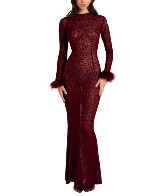  Patricia Leopard Burnout Velvet Mesh Maxi Dress