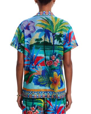 Para Crochet Camp Shirt & Paradis Wide Leg Swim Pants Cover-Up 