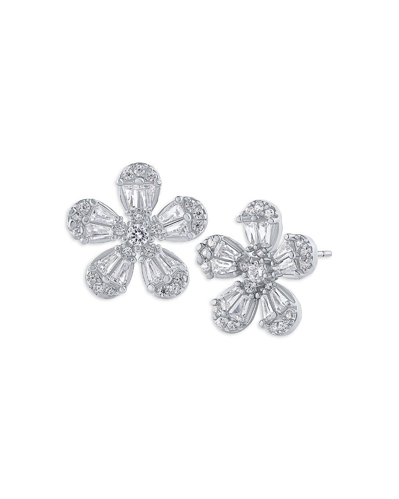 Kenneth Jay Lane Cubic Zirconia Flower Button Earrings