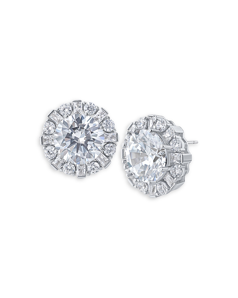 Kenneth Jay Lane Baguette & Round Cubic Zirconia Halo Stud Earrings