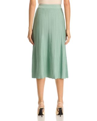 Scalloped Rib Knit A Line Skirt