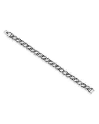 Men's Sterling Silver Gothic Textured Curb Link Bracelet