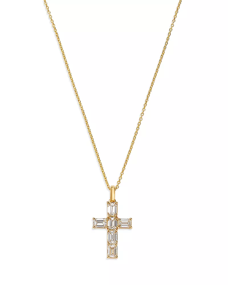 Roberto Coin 18K Yellow Gold Diamond Cross Pendant Necklace, 16