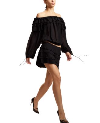 Ruffle Pleated Micro Skirt