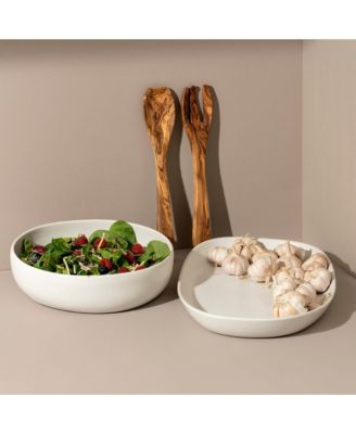  Serving Platter, Bowl & Olive Wood Servers, Set of 4