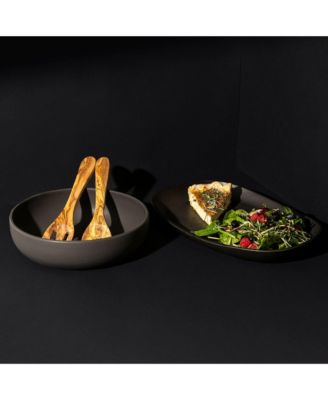  Serving Platter, Bowl & Olive Wood Servers, Set of 4