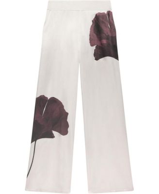  Women's Floral Print Satin Trouser