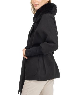  Fabric Jacket with Detachable Shearling Lamb Collar