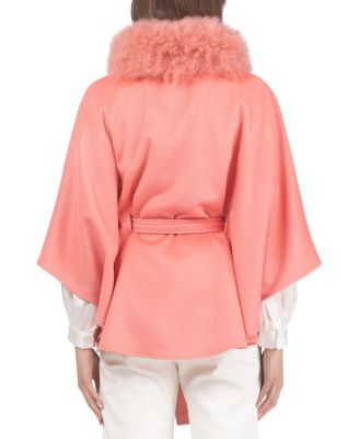  Select Wool Belted Cape with Select Lamb Collar
