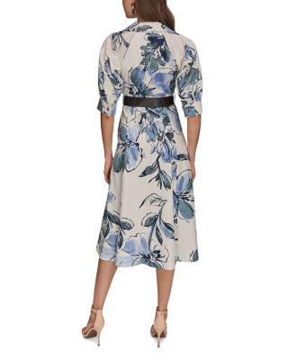 Puff Sleeve Midi Shirt Dress