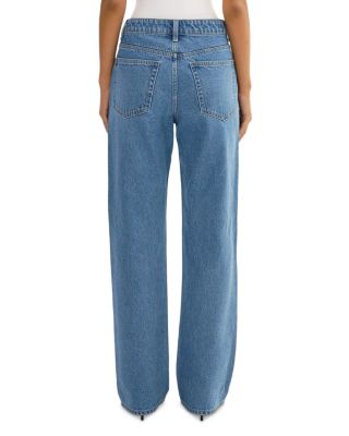 High Rise Straight Jeans in Mid Blue Wash