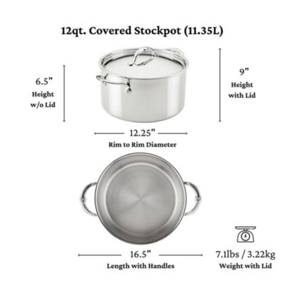 ProBond Luxe 12-Qt. Polished Professional Clad Stainless Steel Stock Pot with Lid