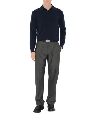 Long-Sleeve Cashmere Blend Polo Shirt