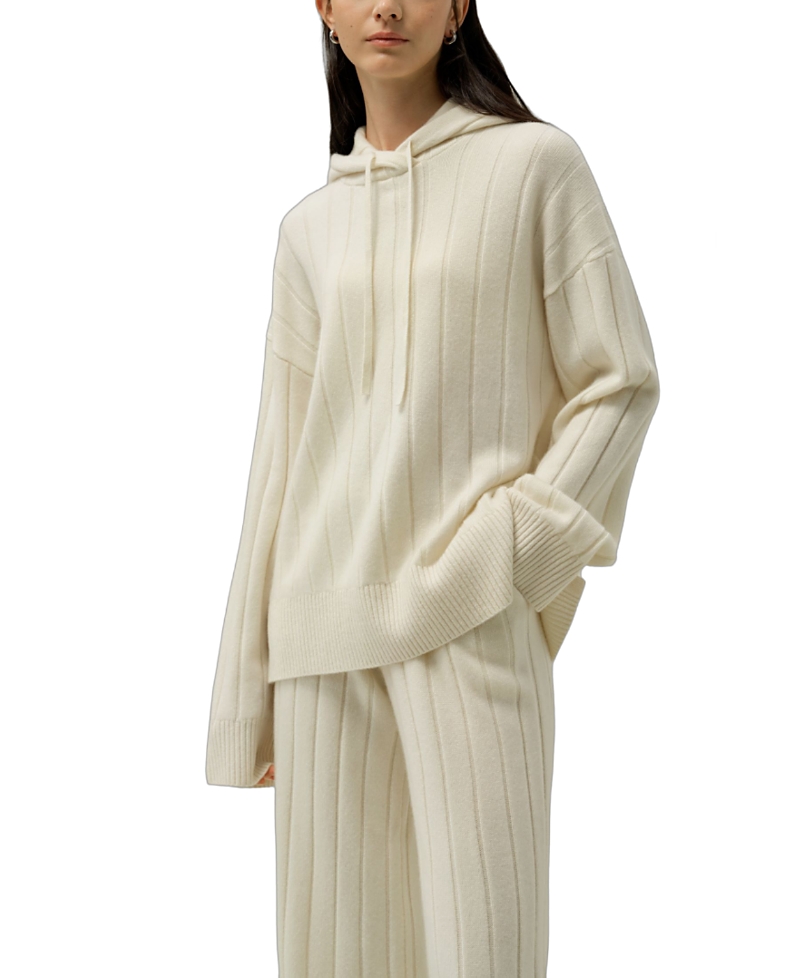 Lilysilk Ribbed Hooded Knit Top