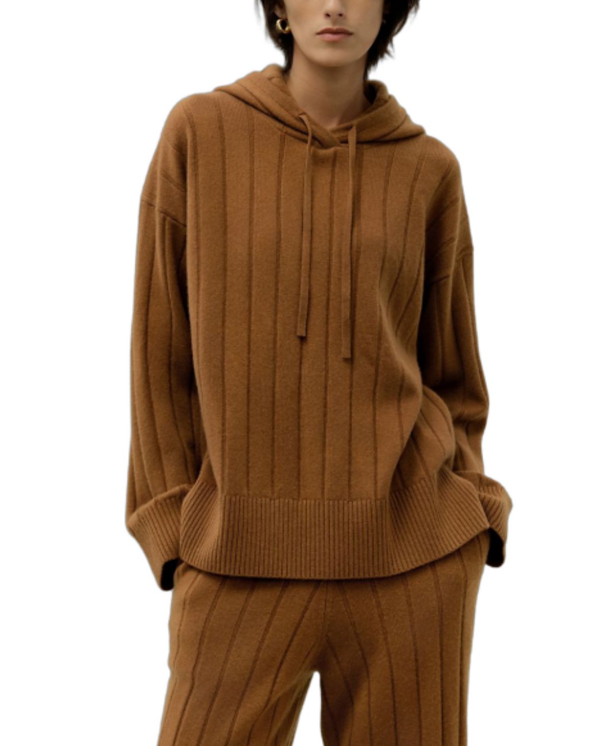 Lilysilk Ribbed Hooded Knit Top