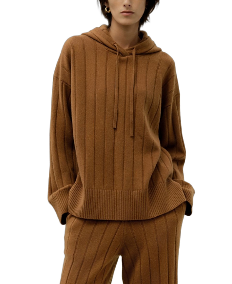 Lilysilk Ribbed Hooded Knit Top