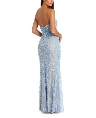  Embellished Applique Strapless Bustier Gown