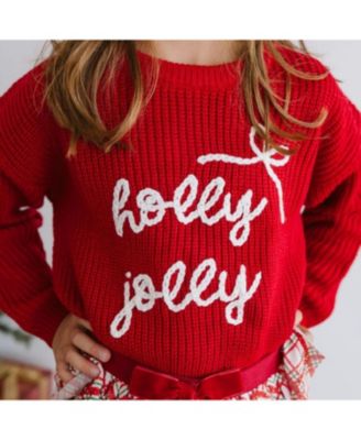 Girls' Holly Jolly Bow Christmas Knit Sweater - Big Kid