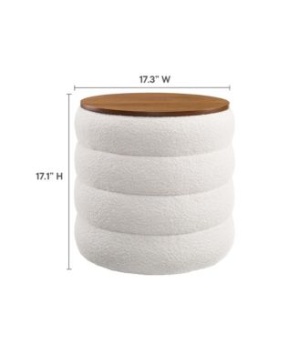 Mezzo Round Boucle Fabric Storage Ottoman