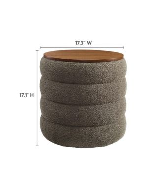 Mezzo Round Boucle Fabric Storage Ottoman