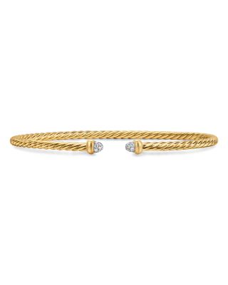 Micro Cablespira&reg; Flex Bracelet in 18K Yellow Gold with Diamonds, 2.6mm