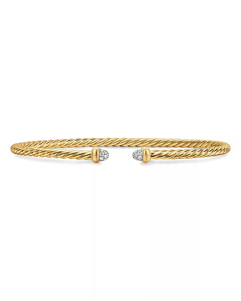 Micro Cablespira Flex Bracelet in 18K Yellow Gold with Diamonds, 2.6mm