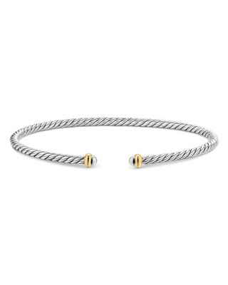 Micro Cable Flex&reg; Bracelet in Sterling Silver with 14K Yellow Gold, 2.6mm 
