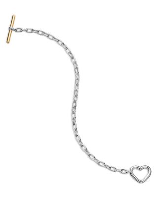 DY Madison&reg; Heart Toggle Chain Bracelet in Sterling Silver with 18K Yellow Gold, 3mm