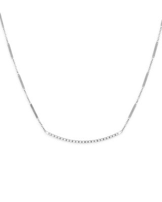 18K White Gold Goa Diamond Bar Necklace, 16"