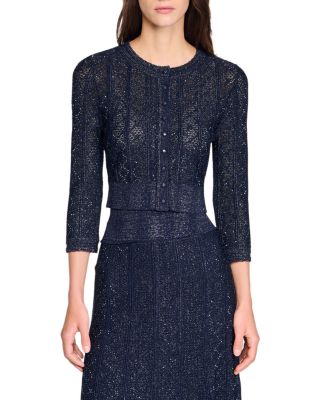 Strass Knit Cropped Cardigan