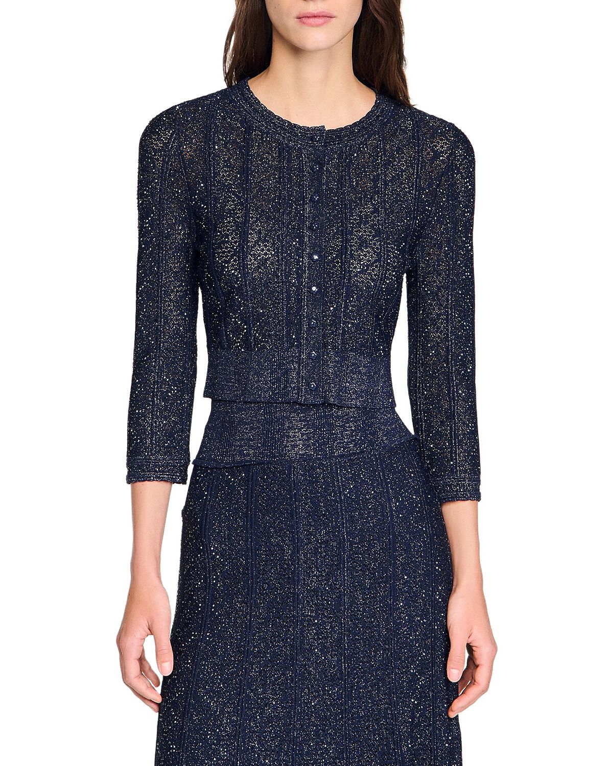 Sandro Strass Knit Cropped Cardigan