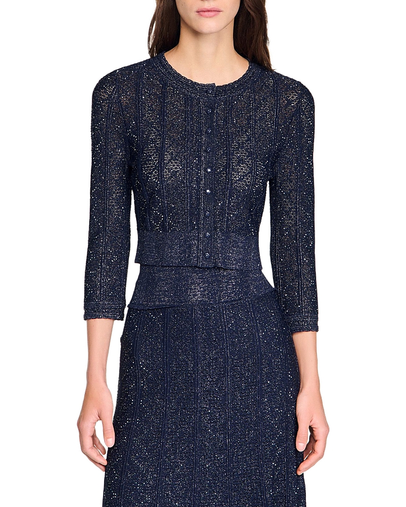 Sandro Strass Knit Cropped Cardigan