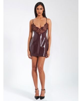 Shelby Lace Faux Leather Mini Dress