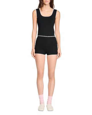 Bead Embroidered Ribbed Shorts