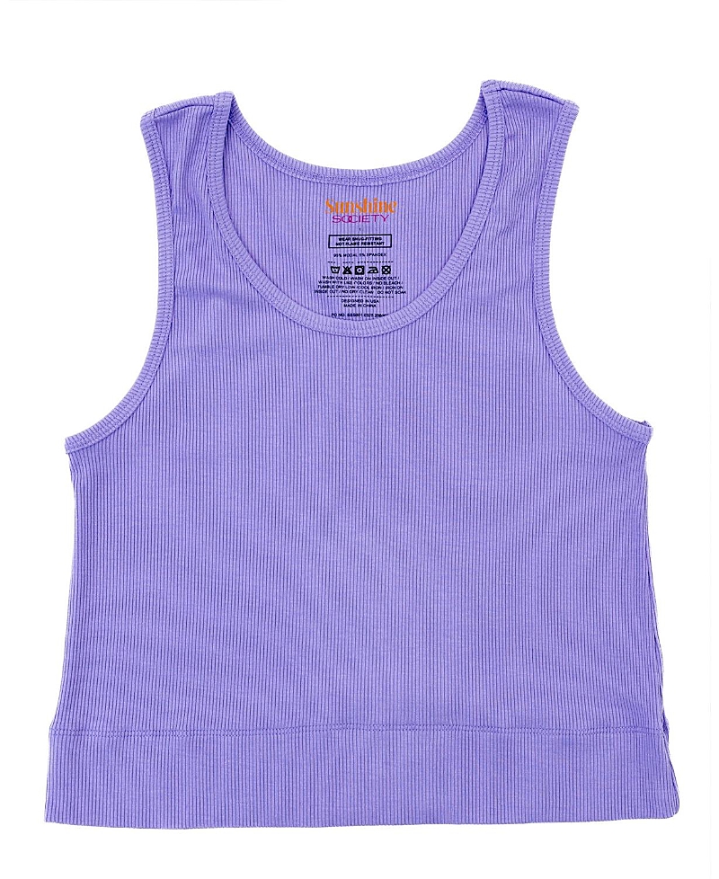Sunshine Society Girls' Classic Ribbed Tank Top - Little Kid, Big Kid