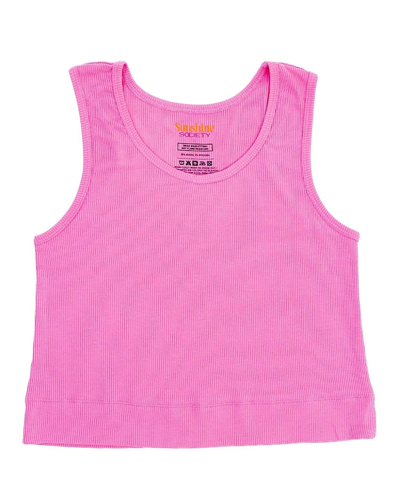 Sunshine Society Girls' Classic Ribbed Tank Top - Little Kid, Big Kid