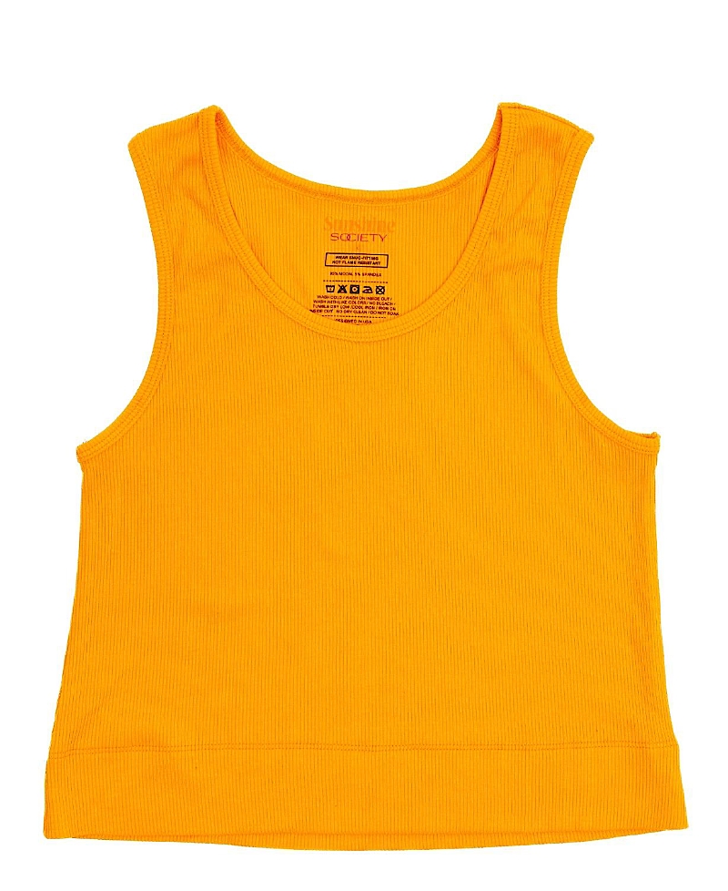 Sunshine Society Girls' Classic Ribbed Tank Top - Little Kid, Big Kid