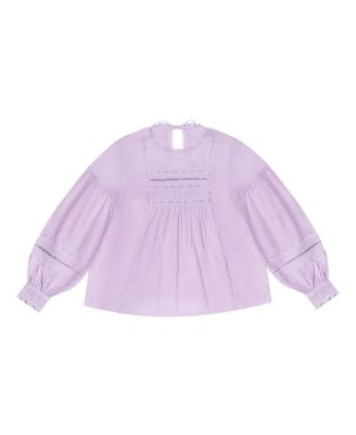 Lace Insert Long Sleeve Blouse