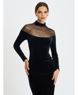  Blair Sheer Mock Neck Maxi Dress