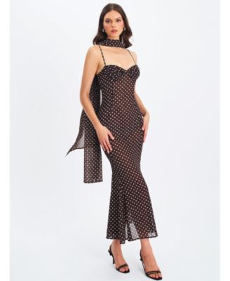Yadira Polka Dot Sheer Chiffon Maxi Dress