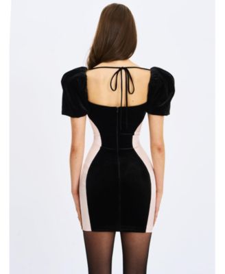  Nova Contoured Sweetheart Puff Sleeve Mini Dress