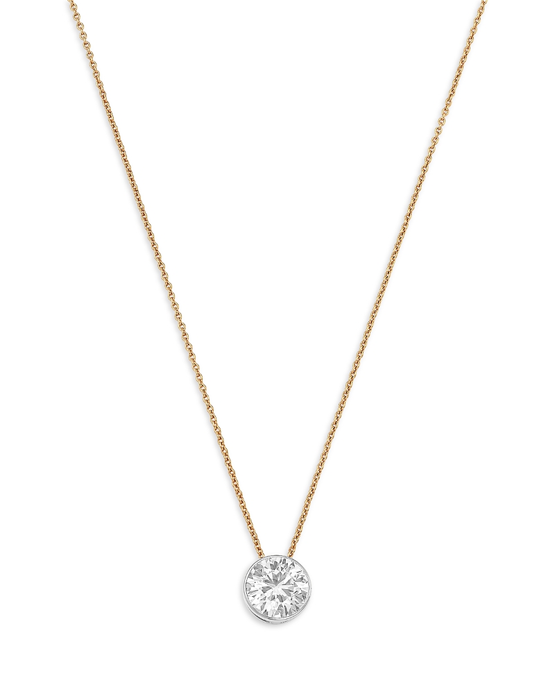 Bloomingdale's Fine Collection Lux Collection Certified Lab Grown Diamond Bezel Solitaire Pendant Necklace in 14K White & Yellow Gold, 2.0 tcw
