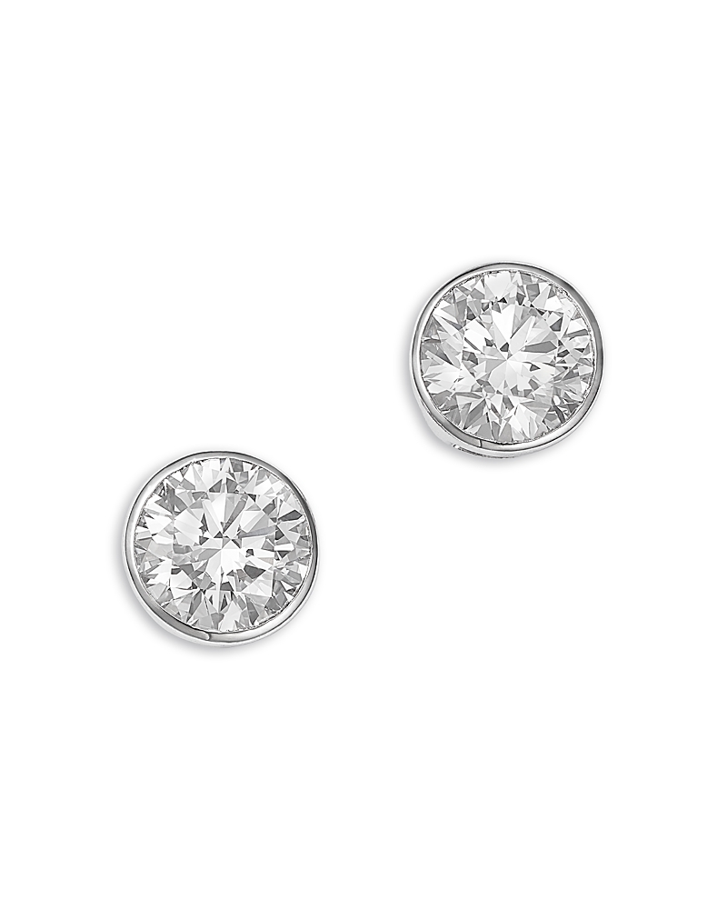 Bloomingdale's Fine Collection Luxe Collection Certified Lab Grown Diamond Bezel Stud Earrings in 14K Gold, 2.0 tcw