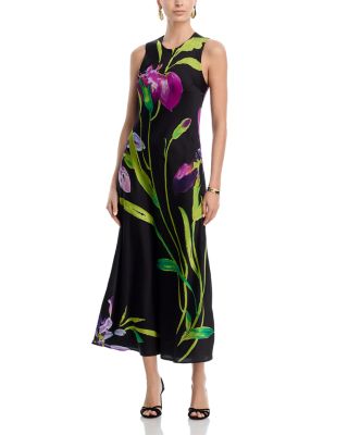 Floral Satin Midi Dress - Exclusive