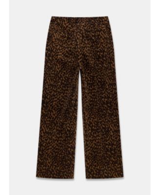 Women's Leopard Print Velvet Straight Trousers