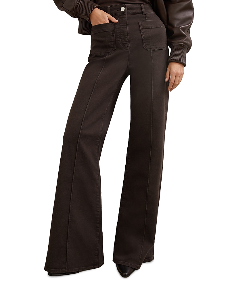 Reiss Petites Sakura Flare Patch Pocket Jeans in Chocolate